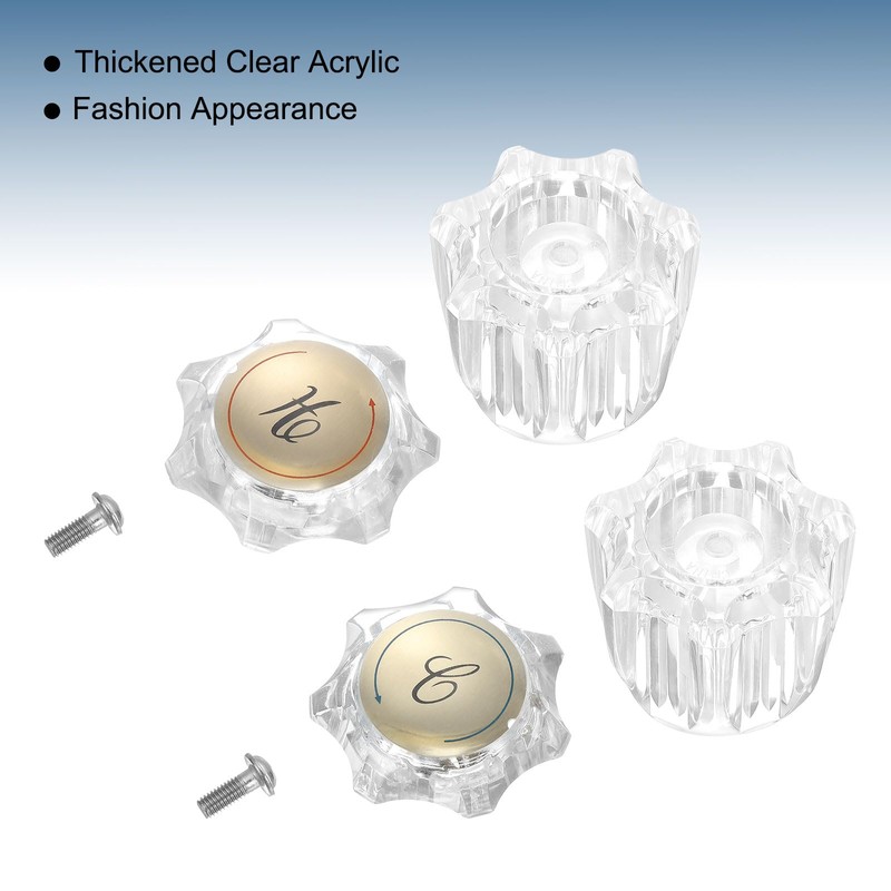 sourcing map Bathroom Faucet Knobs Replacement, 4Pcs Acrylic Hot and