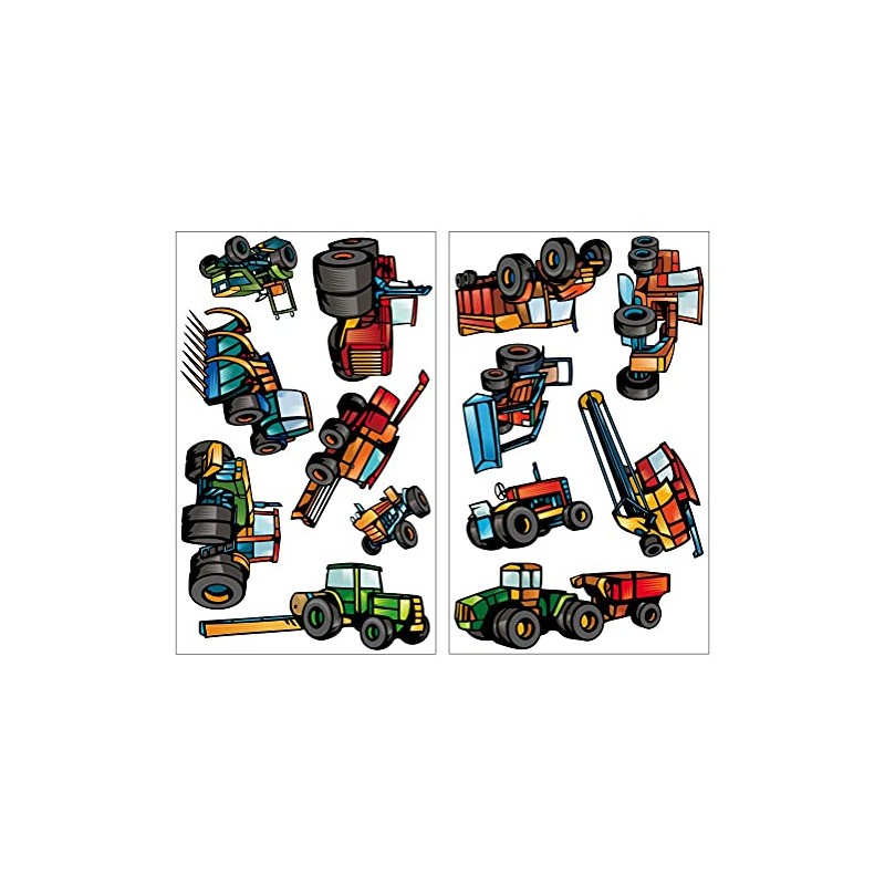 13–Piece Car Set-Tractor And Combine Harvester Farm Truck Wall Sticker