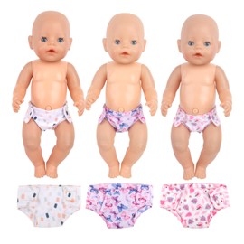 3 Pcs Baby Doll Diapers Doll Underwear for 14-18 Inch Baby Dolls, Colorful Cartoon Pattern Design Doll Accessories，Suitable for Baby Girls Dolls