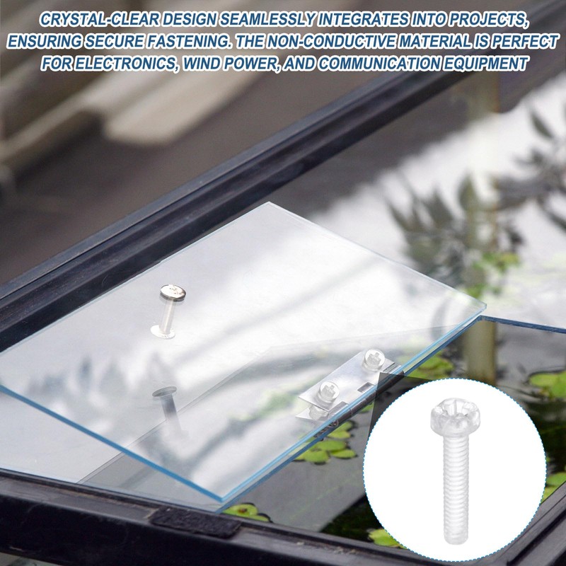 sourcing map 50Pcs Clear Acrylic Screws, M2x4mm PC Plastic Phillips