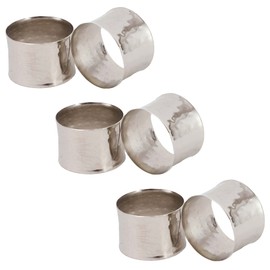 ITOS365 Handmade Round Hammered Silver Napkin Rings Holder for Dinning Table Parties Everyday, Set of 6