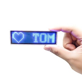LED Scrolling Name Tag Moving Message Sign Business Card Badges Business Card Screen Scrolling for Restaurant Shop Party Bar Exhibition (Blue)