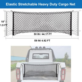 Truck Cargo Net for Pickup Truck Bed, High Elastic Tailgate Net with More Accessories, Truck Bed Cargo Net for Silverdo, Ford, GMC, Jeep, Ram, Trunk Organizers and Storage