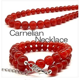 【SION】天然石 ネックレス カーネリアン 赤瑪瑙 約6mm