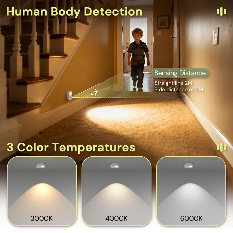 Motion Sensor Cabinet Lighting, Puck Lights with Remote, 6-Pack