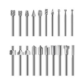 KeeTidy Wood Carving Bits Set Compatible with Dremel, 20Pcs 1/8"(3 mm) Shank Different Types Rotary Router Engraving Bits for DIY Woodworking, Carving, Drilling, Engraving, Trimming