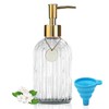 14 Oz Stripe Clear Glass Soap Dispenser with Gold Plastic