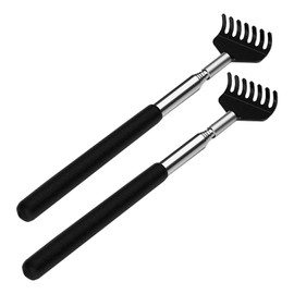 Pack of 2 Stainless Steel Back Scratchers, Robust Scratching Hand Against Itching, Massager Stable and Extendable, Scratching Hand Back Scratcher, Extendable up to 68 cm, for Head and Back Massage