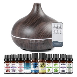 Tucorresi Humidificador De Aire - Humidificador De Control Remoto, 550 Ml Difusor Aceite Aromas Esencial Aromaterapia con 10 Esencias De Regalo, 7 Colores Led Aplicable A Familia,Sala Y Dormitorio