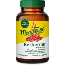 MegaFood Berberine Phytosome - Berberine Supplement 550 mg Per Serving, 1100 mg Daily - 9X Absorption - Supports A Healthy Metabolism & Cholesterol Levels - Vegan - 60 Capsules, 30 Day Supply | MegaFood