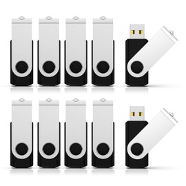 RAOYI 10 Pack 4GB USB Flash Drives USB Stick USB 2.0 Memory Stick Swivel USB Drive Metal Cap Thumb Drive USB Key with Led Indicator for Computer Data Storage, Black