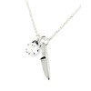 Chef Knife Pendant Necklace in Sterling Silver with Clear Austrian