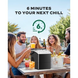 Silonn Countertop Ice Maker Machine, 26 lbs per Day, Fast Ice in 6 Minutes, Self-Cleaning Ice Maker, Compact Countertop Ice Machine for Home, Kitchen/Office/Parties,Black