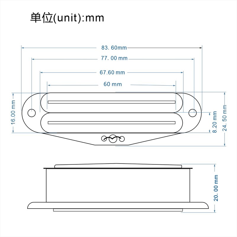 FLEOR Ceramic Hot Rail Single Coil Size Humbucker Pickups Set