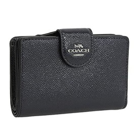 Coach 6390 CF233 Women's Bi-Fold Wallet, Wallet, Leather, Brand, Compact, Medium Corner, ZIP Wallet, Midnight Navy