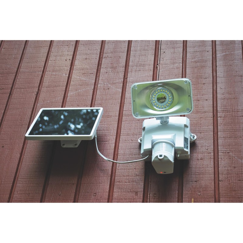 Maxsa 44642-CAM-WH Secure Motion-Activated Solar Security Camera and Floodlight -