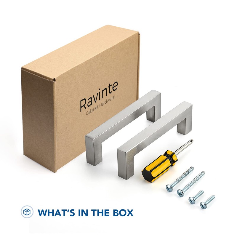 Ravinte 5 Pack Brushed Nickel Kitchen Cabinet Handles 4 Inch