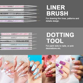 AIMEILI Nail Art Brushes Set Gel Polish Nail Art Design Pen Painting Tools, Dual-ended Nail Art Liner Brush Pen for Nail Gel Polish Painted Nail DIY Manicure Brush Kit