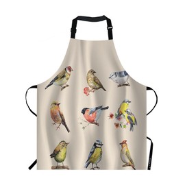 EKOBLA Birds Aprons Watercolor Painting Flower Animal Adjustable Apron 27x31Inch