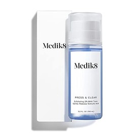 Medik8 Press And Clear - Exfoliante Facial Diario Iluminador - Tóner Bha Exfoliante Con Ácido Salicílico De Liberación Suave - Acción Rápida Sobre Las Imperfecciones - Apoya La Barrera De Humedad Nat