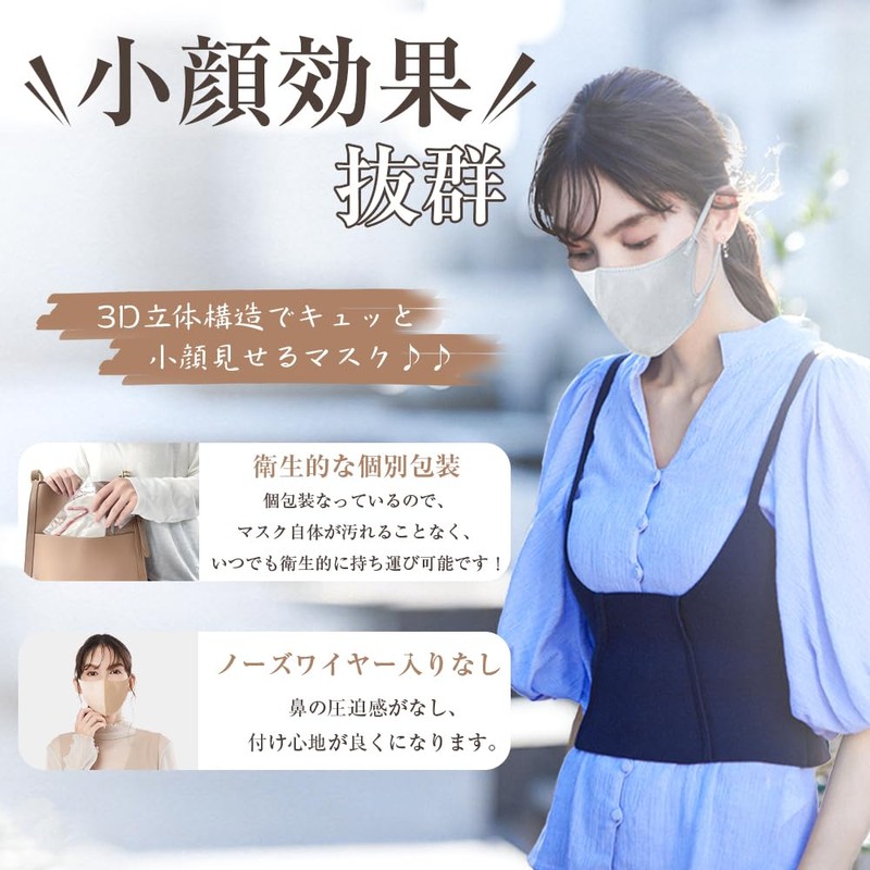 [OKUYOSHI] 3D立体マスク 56枚 息がしやすい メイクキープ 小顔マスク 三層構造 高機能マスク マスク 不織布