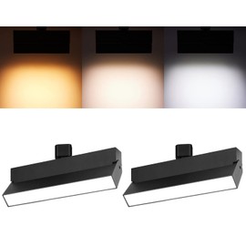 VANoopee 3-Color Dimmable LED Track Lighting Heads H Type Bright Track Light Heads Ceiling Spotlight Fixtures for Kitchen, 3000K 4000K 5000K, Flood Wide Beam 100°, Flicker Free CRI90+ Black 24W 2 Pack