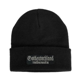 No Face No Name Hat East Germany Thuringia in Black I Unisex I Embroidered Patch to Change I Beanie Knitted Hat Winter Hat, black