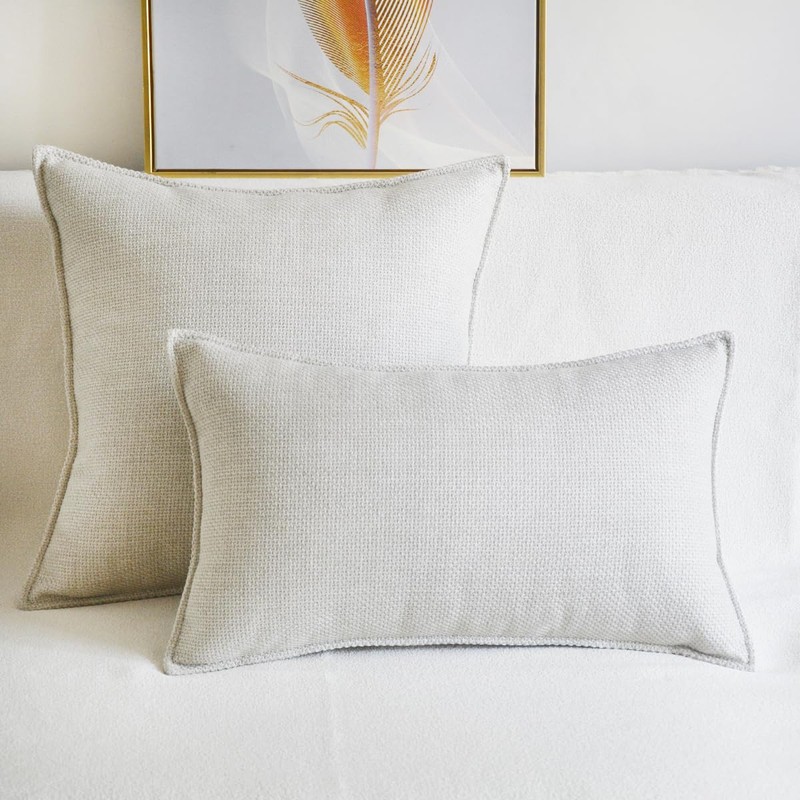 Lutanky Linen Cushion Covers Pack of 2 Elegant Rectangle Throw