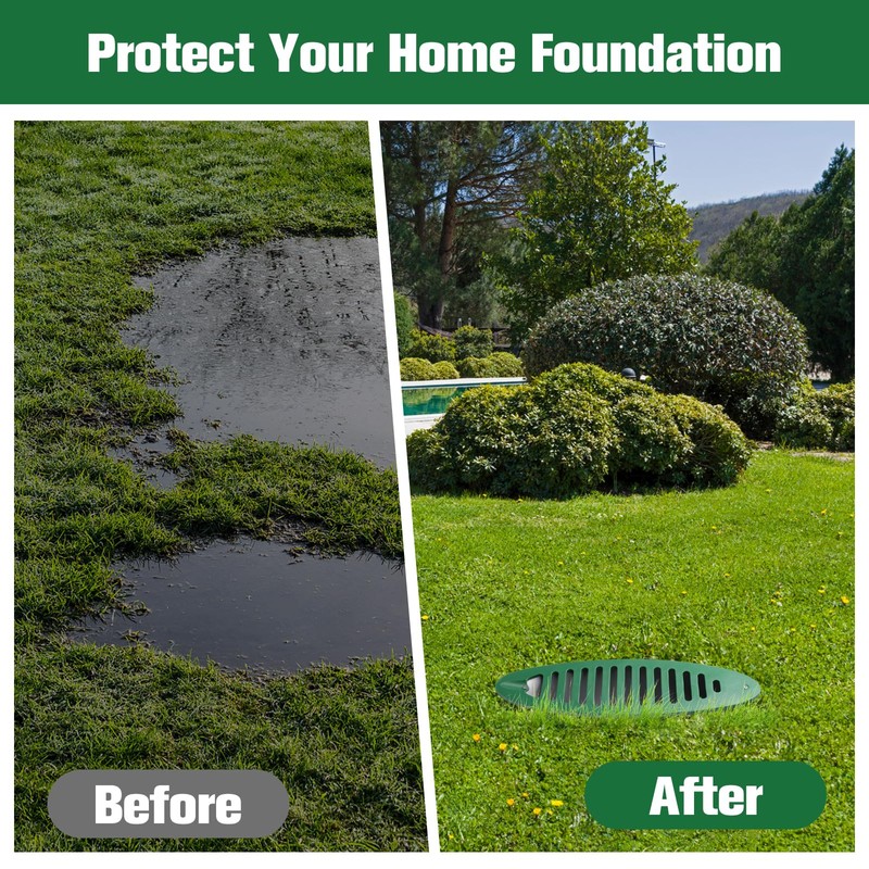 Solaradgy 4 Inch Yard Drain, Green Angled Drainage Grate for