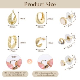 Set Ohrringe Silber 925 (Nur Nadel) 7 Paar Gold Creolen Piercing Ohrstecker Damenohrringe Goldene Damen Mädchen Earrings Women Kinder Stecker Ohrring Pircingssets Ohr Klein Vergoldet Hypoallergene