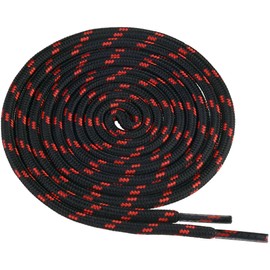 Elerevyo Round Laces, Round Shoelaces, Durable, Outdoor, Shoelaces, Hiking, Laces, 1 Pair Replacement, multicolor (black / red)