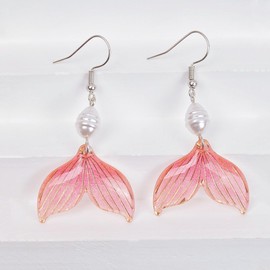 Fuqimanman2020 Mermaid Fishtail Dangle Earrings Colorful Dangle Pearl Earrings Summer Marine Animal Vintage Earrings for Women Party Summer Beach Vacation Jewelry Gifts