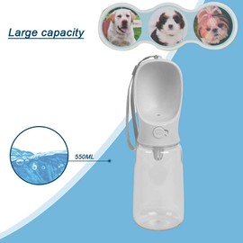 CHANCCI Dog Water Bottle, Leakproof Portable Water Dispenser with Drinking Feeder for Outdoor Walking Hiking Camping, Pet Water Drinking Bowl for Cat Puppy -18oz/550ml,White