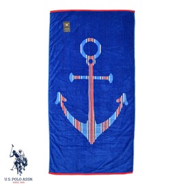 U.S. POLO ASSN. Oversized (40” x 70”) Striped Nautical Design Beach Towel - Luxury Plush Cotton Hotel Quality for Bath, Pool - Zig Zag Stripe and Anchor