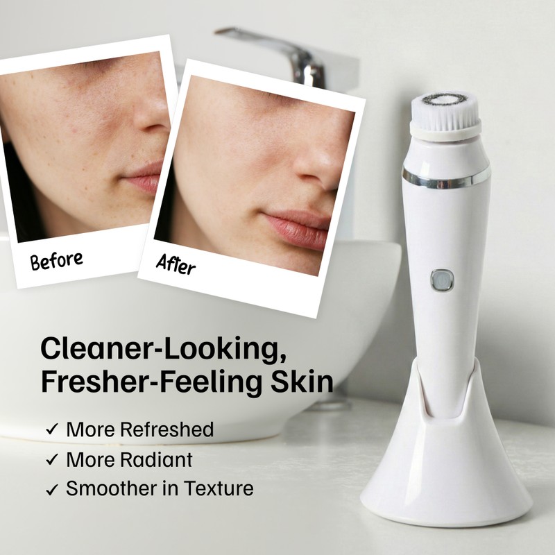 Electric Facial Cleansing Brush with 4 Interchangeable Heads, Rechargeable Face