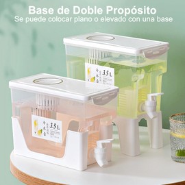 Dispensador de Agua para Refrigerador con Grifo y Filtro 3.5 L, Dispensadores de Bebidas de plástico, Jarra de Agua con Soporte, Jarra de Bebida, para Líquido Hirviendo, té Caliente y Frío, o Jugo