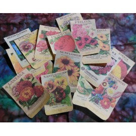 Set of 16 LARGE Vintage Flower Seed Pack Images-1900 to 1940 with craft template