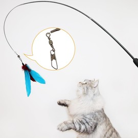 DONGKER Retractable Cat Fishing Rod, Cat Scalable Poles, Interactive Cat Teaser Wand Kitten Fishing Rod Toy for Cats Kittens, Reduces Boredom