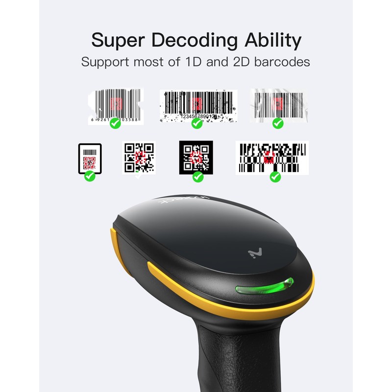 Inateck Bluetooth Barcode Scanner 2D, Wireless 2D QR Code Scanner
