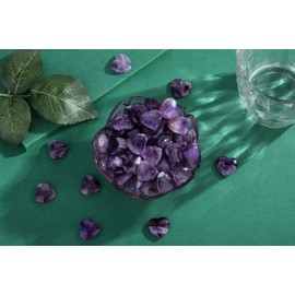 XIANNVXI 20pcs Amethyst Stone Heart Crystals Stones Natural Gemstones Hearts Love Palm Bag Stone Reiki Crystal Decorative Stone Lucky Charm Heart Stone