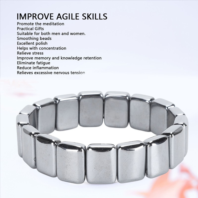 Terahertz Rectangle Bead Bracelet Energy Stone Fashion Unisex Terahertz Elastic