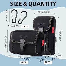 VINEST Pack of 2 Multifunctional Bum Bag Men Women 3 Stock Portable Belt Bag Men Women Bum Bag Black Waterproof with 2 Carabiners Waist Bag Men for Cycling Running Camping, black, Fonts