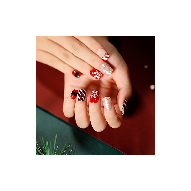 Christmas Press On Nails-red