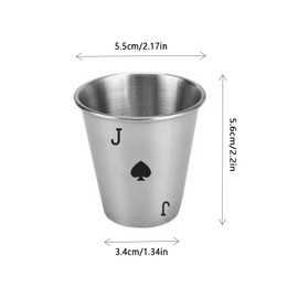 MyGiftHub 8 pcs 2oz Stainless Steel Shot Cups Spade Playing Card Fun Wine Cup for Bachelor Birthday Engagement Parties