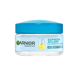 Garnier Express Aclara Crema Hidratante Matificante Anti-imperfecciones, controla oleosidad e hidrata con Vitamina C, Acido saliclico y Niacinamida,  