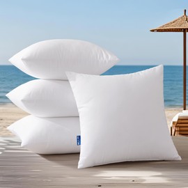 MIULEE 16x16 Outdoor Pillows,Set of 4 Throw Pillows Waterproof,Soft Support Throw Pillow Inserts Decorative Water Resistant Pillows for Patio Furniture and Garden