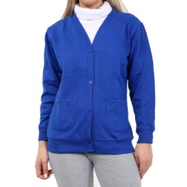 GW CLASSY OUTFIT Kids Boys Girls V-Neck Button Cardigans Fleece Jumper School Uniform (Age 5-13 Years) (9-10 Years, Royal Blue)