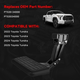 Merautop SJ Rear Bed Step Tailgate Bedstep Compatible with Toyota Tundra 2022 2023 2024 2025 Retractable Bumper Folding Truck Step Replaces PTS30-34000 PTS3034000