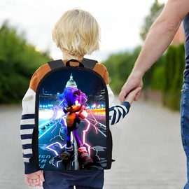 LGQHCE Soniic Children's Backpack, Hedgehog School Bag Backpack for Kids Toddler Preschool Travel Backpack 3D School Backpack for Kids Printed Rucksacks Travel Luggage Backpack Bookbag for Kids