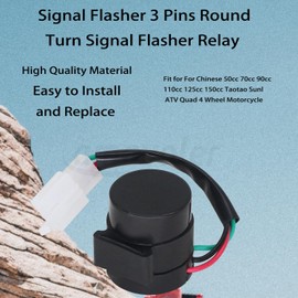 amavoler Signal Flasher 3 Pins Round Turn Signal Flasher Relay Blinker Black Aftermarket Parts Fit for GY6 50-250cc Scooters Moped ATV Pit Dirt Bike Motorcycles.